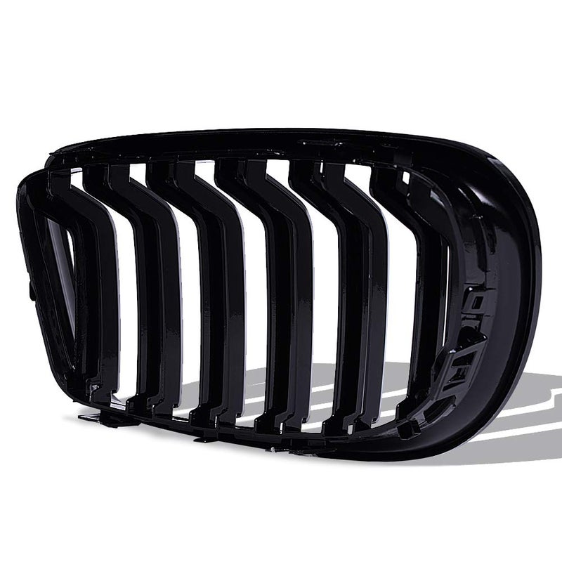 runmade Pair Front Hood Bumper Kidney Grille Center Grill Compatible with BMW 3 Series Sedan 320i 325i 328i 330i 335i (Glossy Black, Double Line, 2009-2011 E90 Sedan) - Image 4